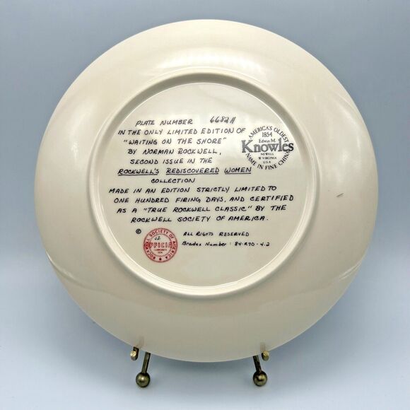 KNOWLES Norman Rockwell Women 1981 Waiting On The Shore 8.5" Plate w/ Box & COA - Picture 2 of 11
